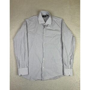 BOSS Hugo Boss Dress Shirt Mens 16.5 32/33 White Check Gerald Regular Fit LS